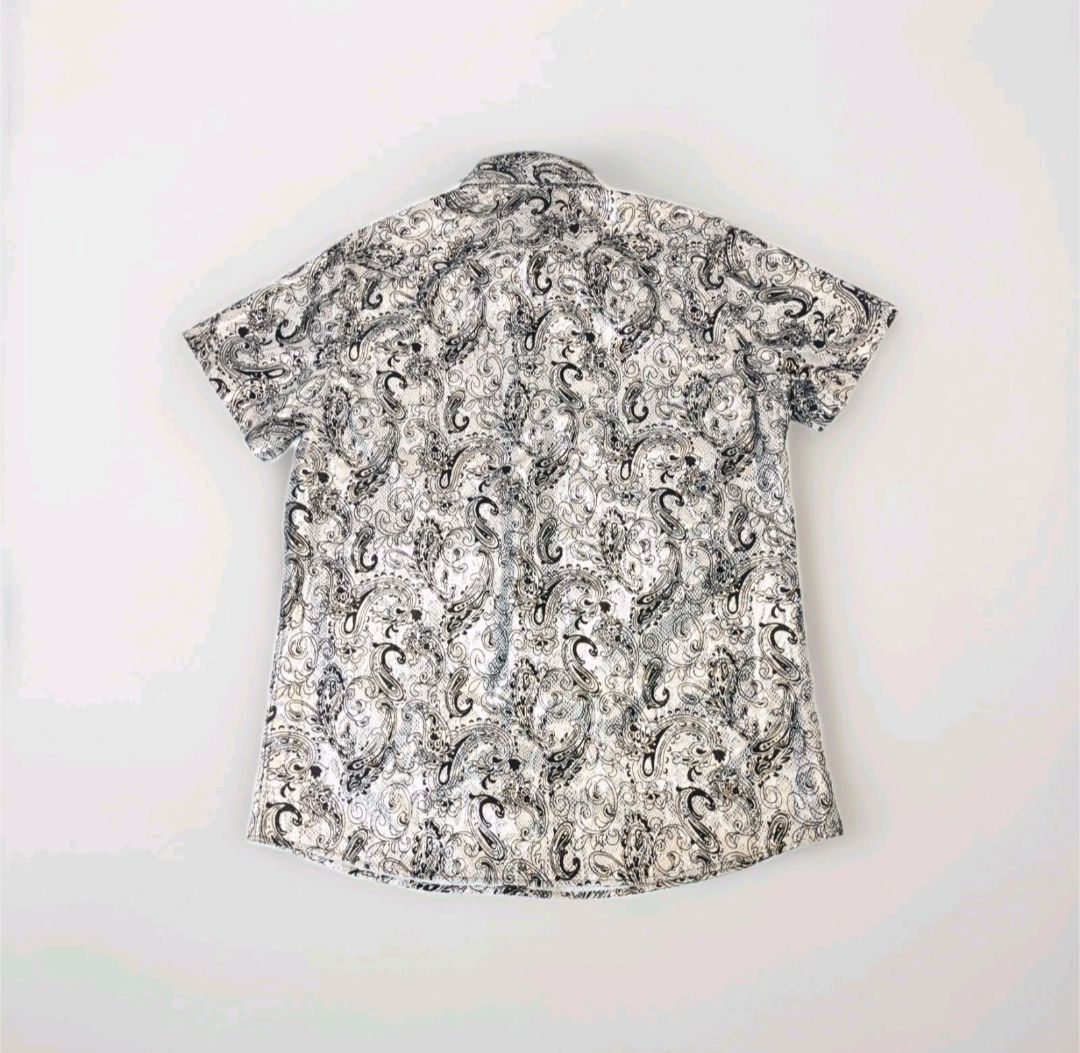 Kilburne & Finch Men’s Large Paisley Shimmer Metallic Short Sleeve Shirt