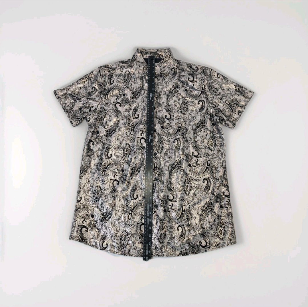 Kilburne & Finch Men’s Large Paisley Shimmer Metallic Short Sleeve Shirt